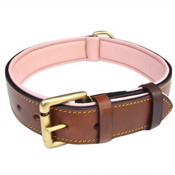 PINK LEATHER DOG COLLAR - Picture 1 of 3